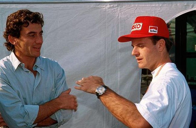 Senna e Rubens Barrichello em 1994 (Gazeta da Região)