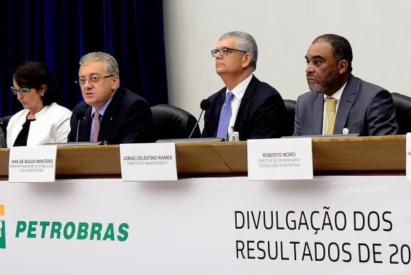 A diretoria da Petrobras apresenta o balanço auditado do ano passado. O resultado líquido de 2014 ficou negativo em R$ 21,6 bilhões (Divulgação Agência Petrobras)